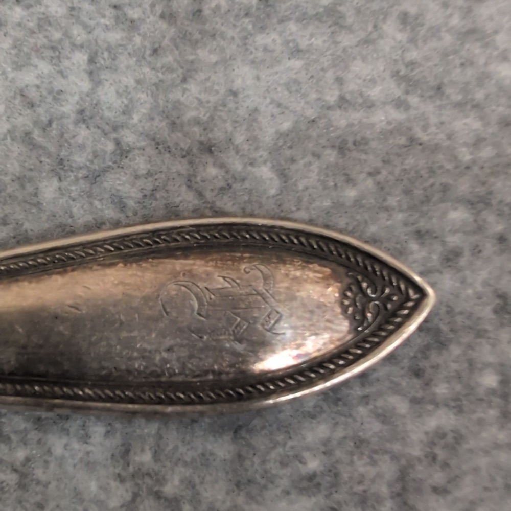 1890-1910's Community Silver Serving Spoon Ornate Filigree Decorative‎ Handle - Picture 4 of 7